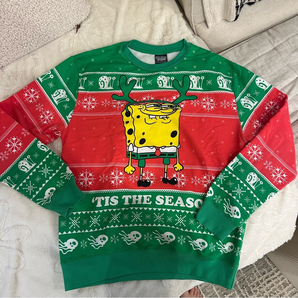 SpongeBob SquarePants Green and Red Holiday Sweatshirt